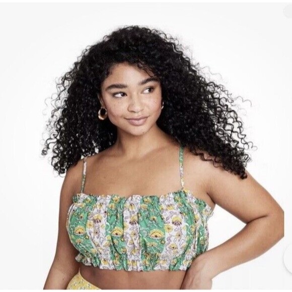 RHODE For target Green crop top Cottagecore  M - Picture 2 of 8